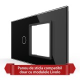 Cumpara ieftin Panou din Sticla Livolo 4M cu Intrerupator Simplu si Priza, Negru