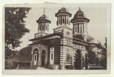 cp Sinaia : Manastirea - circulata 1929, timbre foto