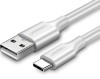 CABLU alimentare si date Ugreen, &quot;US287&quot;, Fast Charging Data Cable pt. smartphone, USB la USB Type-C 3A, nickel plating, PVC, 1.5m, alb &quot;60122&quot; (timbr
