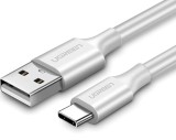CABLU alimentare si date Ugreen, &quot;US287&quot;, Fast Charging Data Cable pt. smartphone, USB la USB Type-C 3A, nickel plating, PVC, 1.5m, alb &quot;60122&quot; (timbr