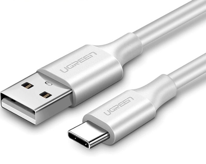 CABLU alimentare si date Ugreen, &quot;US287&quot;, Fast Charging Data Cable pt. smartphone, USB la USB Type-C 3A, nickel plating, PVC, 1.5m, alb &quot;60122&quot; (timbr