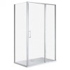Cabină de duș asimetrică Triton cu ușă batantă și &icirc;nveliș Easy Clean fără cădiță de duș