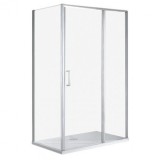 Cumpara ieftin Cabină de duș asimetrică Triton cu ușă batantă și &icirc;nveliș Easy Clean fără cădiță de duș