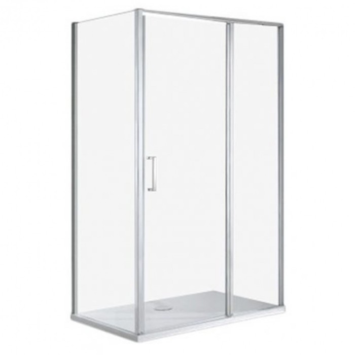 Cabină de duș asimetrică Triton cu ușă batantă și &icirc;nveliș Easy Clean fără cădiță de duș