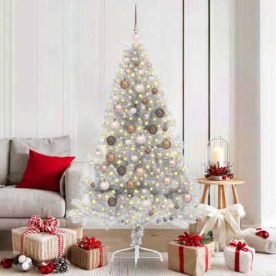 vidaXL Pom de Crăciun artificial pre-iluminat Argintiu 180 cm PET 3397204 foto