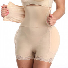 Body modelator cu efect push-up, corset & pernuțe pentru șolduri - Bej - Bej, L-XL