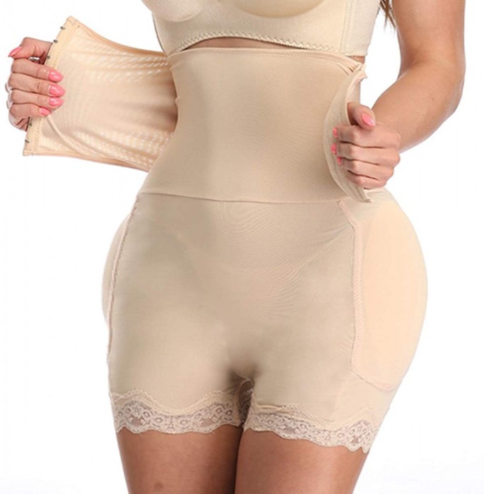 Body modelator cu efect push-up, corset &amp; pernuțe pentru șolduri - Bej - Bej, L/XL