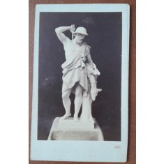 Fotografie tip CDV, sculptura Vanatorul, Berlin