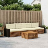 vidaXL Set de canapele de exterior cu pernă 5 pcs Natural și Crem 3383003
