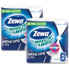 Pachet Prosoape de hartie Zewa Wisch&amp;amp;Weg Original Extra Long, 2 straturi, 4 role, 344 foi