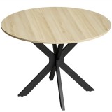 HOMCOM Masă rotundă pliabilă de bucătărie pentru 2-6 persoane cu aripă rabatabilă Cadru din oțel X dublu &Oslash;110x76 cm Lemn natural | Aosom Romania