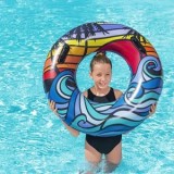 Colac gonflabil cu model palmieri colorati, &Oslash;91 cm, vinil, CMCLASS