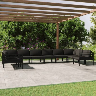 Gossi set mobilier de gradina cu perne, 10 piese, antracit, aluminiu foto