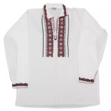 Cumpara ieftin Camasa Barbateasca Traditionala Alba cu Motiv Geometric Rosu - CTI20