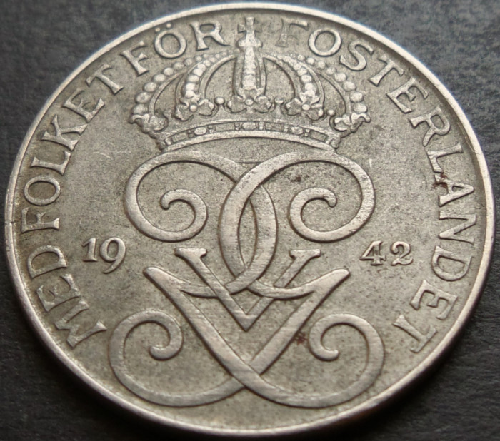 Moneda istorica 5 ORE - SUEDIA, anul 1942 *cod 3009 = excelenta