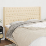 Tablie de pat cu aripioare, crem, 203x16x118/128 cm, textil GartenMobel Dekor, vidaXL