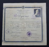 Diploma 1924 Scoala de fete din Bucuresti