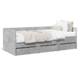 Cumpara ieftin Pat de zi cu sertare fara saltea, gri beton, 90x200 cm