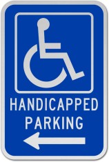 Handicapped Parking Sign Left Arrow foto