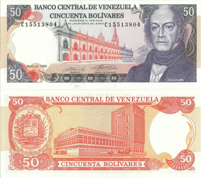 1990 (31 V), 50 Bol&iacute;vares (P-72) - Venezuela - stare UNC