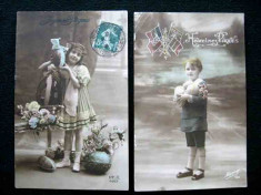 Franta 2 carti postale(2) vechi tip felicitare Paste foto
