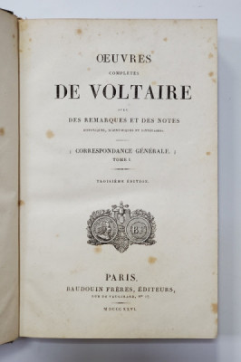 OEUVRES COMPLETES DE VOLTAIRE, TOME LXII - PARIS, 1828 foto