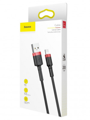 Cablu Baseus Cafule Cablu Din Nailon Durabil USB / Lightning QC3.0 1,5A 2M Negru-Rosu CALKLF-C19 foto