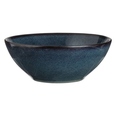 Bol Ceramic Glaze, Capacitate 0,5L, Culoare Albastru Negru, Diametru 16cm, &amp;Icirc;nălțime 6cm, Potrivit pentru Mașina de Spălat Vase și Cuptorul cu Micround foto