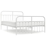 Cumpara ieftin Cadru de pat metalic cu tablie, alb, 140x200 cm