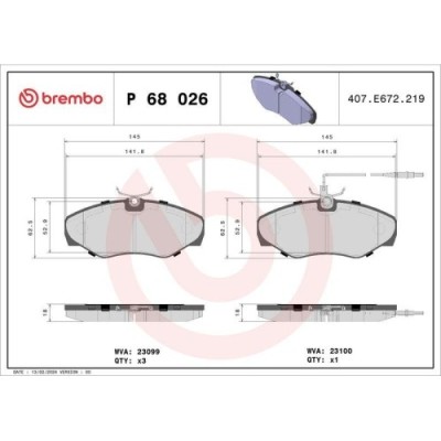 Placute frana Renault Espace 3 (Je0) 11.96-10.02, Fata, BREMBO foto