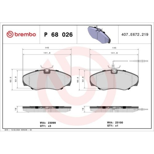 Placute frana Renault Espace 3 (Je0) 11.96-10.02, Fata, BREMBO