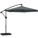 Outsunny Umbrelă de Grădină Offset 3x3 m, Umbrelă de Exterior cu Greutăți Reumplibile, Bază &icirc;n Formă de Cruce, Sistem de Blocare, Manivelă, pentru Pis