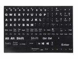 Litere autocolante pentru tastatura PC, laptop, Active, taste numerice incluse, fond negru, layout standard engleza US qwerty, rezistente la apa, core