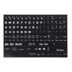 Litere autocolante pentru tastatura PC, laptop, Active, taste numerice incluse, fond negru, layout standard engleza US qwerty, rezistente la apa, core