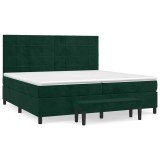 Cumpara ieftin Pat box spring cu saltea, verde inchis, 200x200 cm, catifea