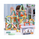 Set de construit cu 116 piese magnetice, Magnetic Sticks, Multicolor