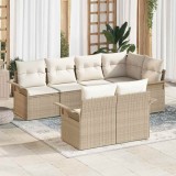 Cumpara ieftin Set de canapele pentru grădină cu pernă 7 pcs Bej Rattan poli
