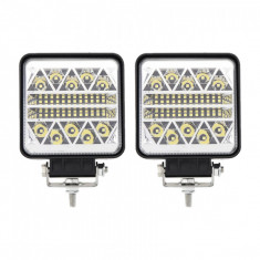 Set 2 x Proiectoare auto, Patrate, 102W per proiector, 30mm, 34 Led-uri