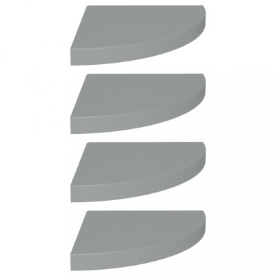 Rafturi coltar de perete, 4 buc., gri, 35 x 35 x 3,8 cm, MDF foto