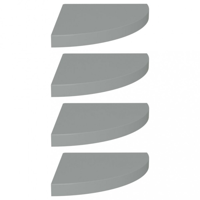 Rafturi coltar de perete, 4 buc., gri, 35 x 35 x 3,8 cm, MDF
