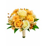 Buchet mic personalizabil cu trandafiri, floarea miresei si cires (Somon, Multicolor)