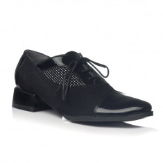 Pantofi piele naturala Parish Negru Buline - sau Orice Culoare