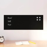 vidaXL Tablă magnetică de perete neagră 80x30 cm, sticlă securizată