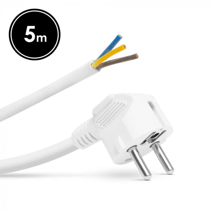 Cablu de retea montabil, de 5 metri - 3 x 1,5 mm&sup2; - alb