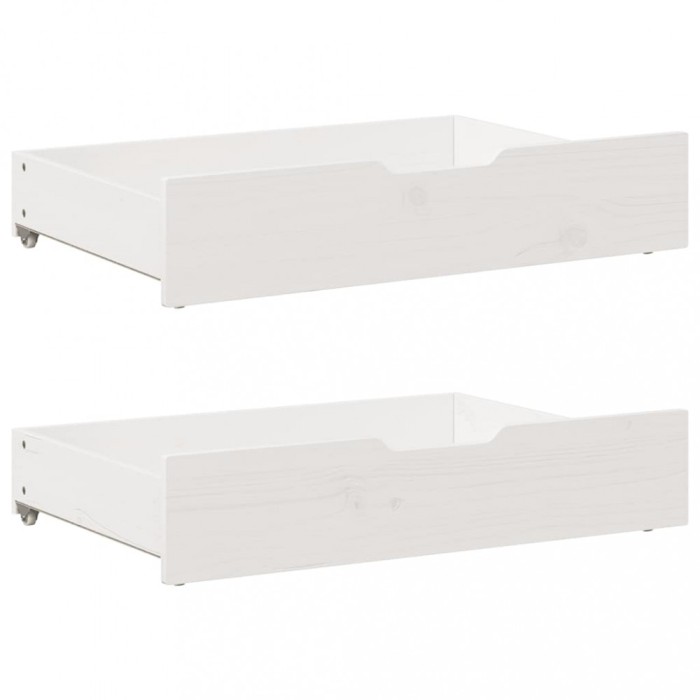 Gossi sertare de pat, 2 buc., 80x55x16 cm, alb, lemn masiv de pin