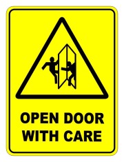 Open Door With Care Sign foto