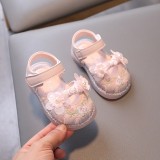 Sandale roz cu flori brodate si perlute pentru fetite &ndash; elegante si
