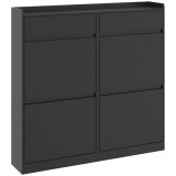HOMCOM Pantofar Slim din Lemn cu 4 Sertare Rabatabile și 2 Sertare Glisante, 98 x 19,2 x 95,3 cm, Negru | Aosom Romania