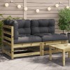 Canapea gradina 2 locuri lemn pin tratat cu perne antracit 140x70x67 cm