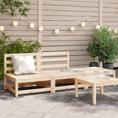 vidaXL Canapea de grădină fără brațe cu taburet, lemn masiv de pin foto